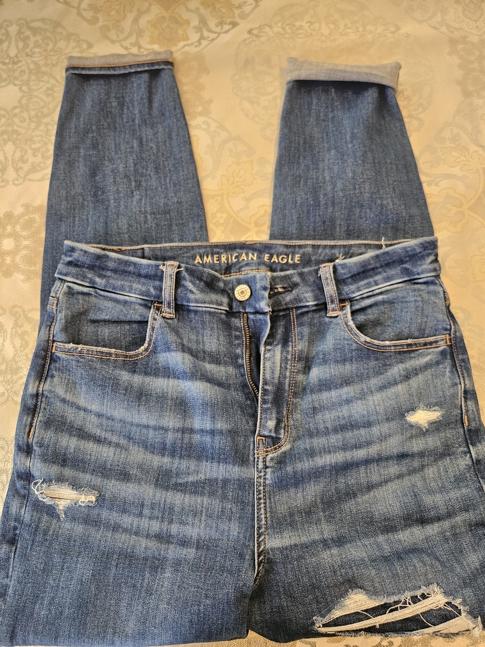 American Eagle Outfitters Women's Skinny Distressed Blue Jeans
